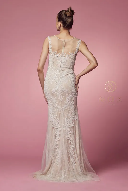 NOX ANABEL E1006 Beaded Illusion Fitted Formal Dress sold by The Gown Galleria product image thumbnail 3