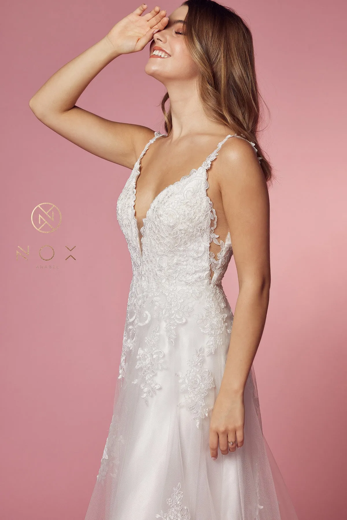 NOX ANABEL C461 Lace Applique A-Line Wedding Dress sold by The Gown Galleria product image thumbnail 5