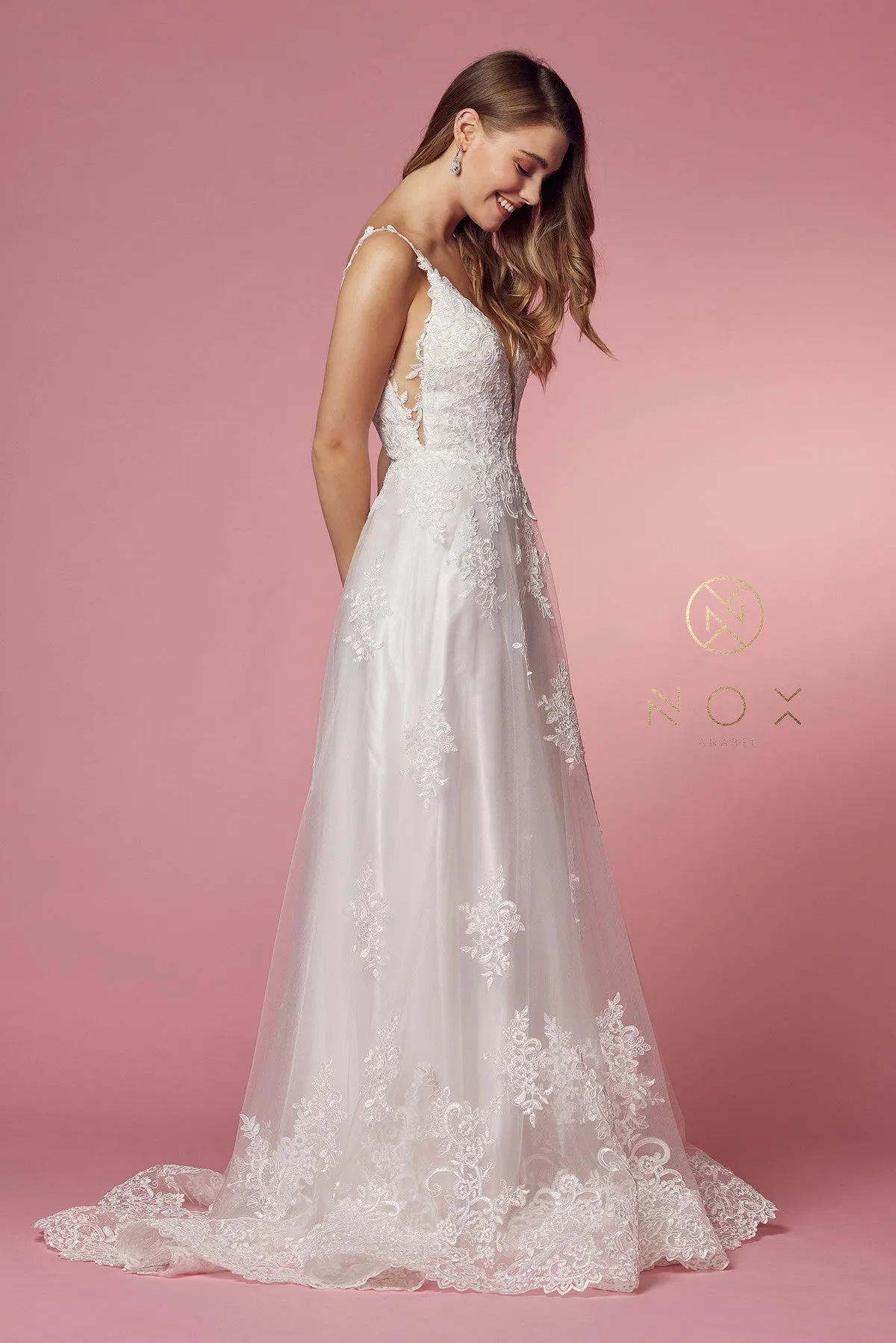 NOX ANABEL C461 Lace Applique A-Line Wedding Dress sold by The Gown Galleria product image thumbnail 3