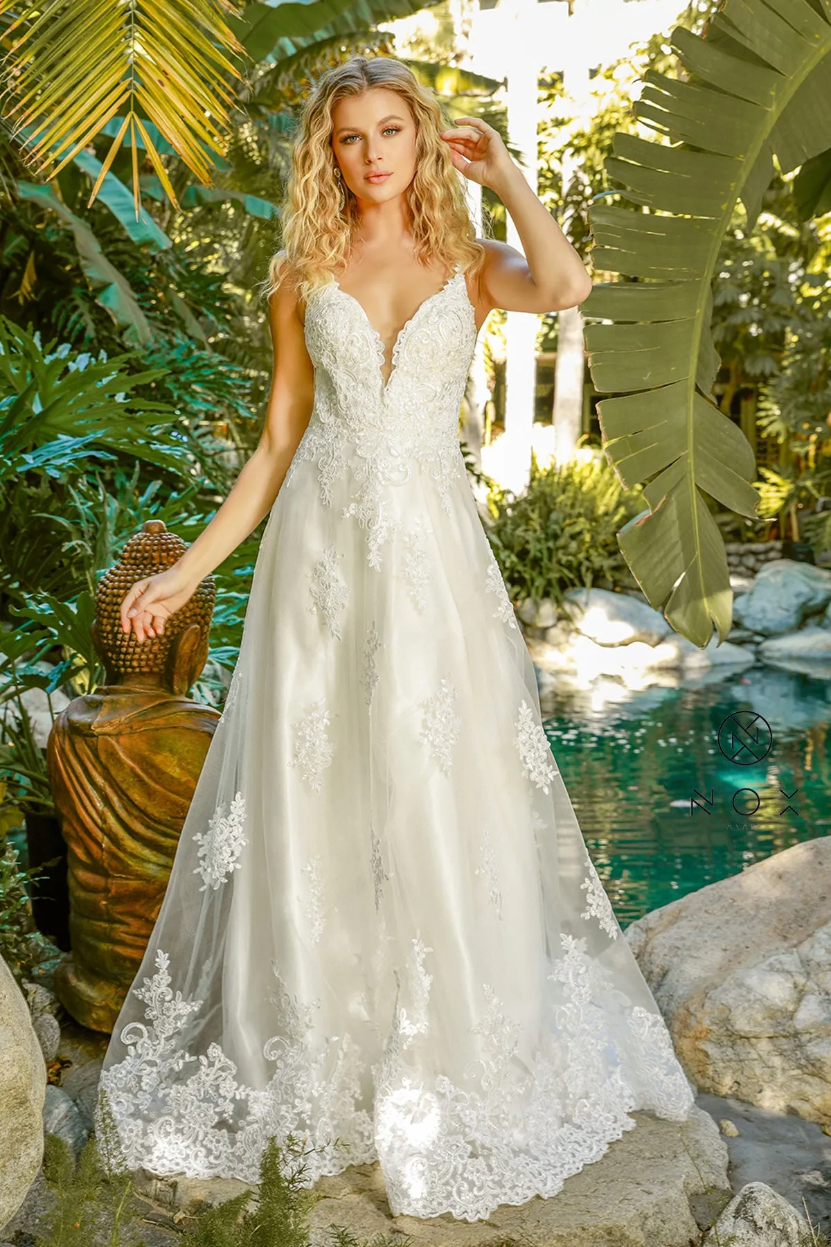 NOX ANABEL C461 Lace Applique A-Line Wedding Dress sold by The Gown Galleria