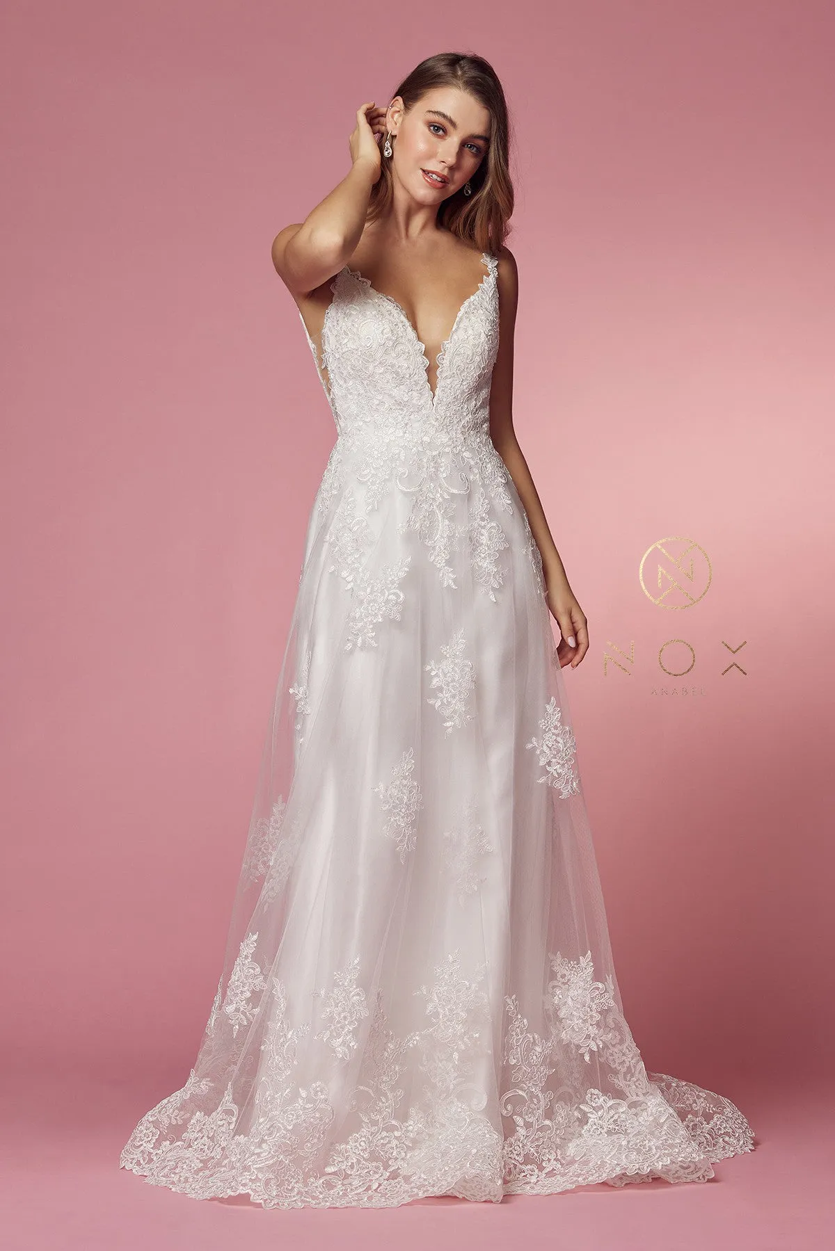 NOX ANABEL C461 Lace Applique A-Line Wedding Dress sold by The Gown Galleria product image thumbnail 2