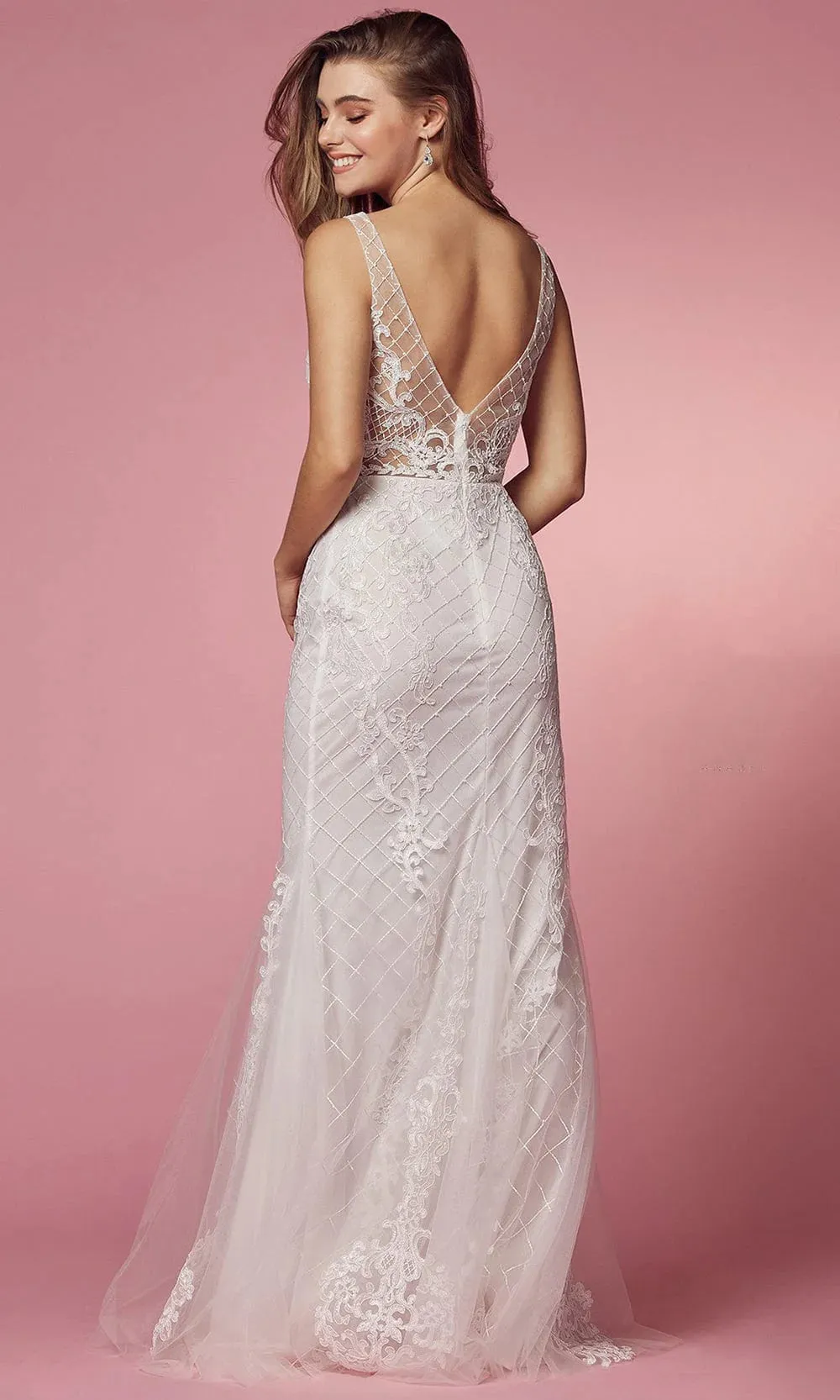 NOX ANABEL A398W Embroidered Bodice Mermaid Wedding Dress sold by The Gown Galleria product image thumbnail 3
