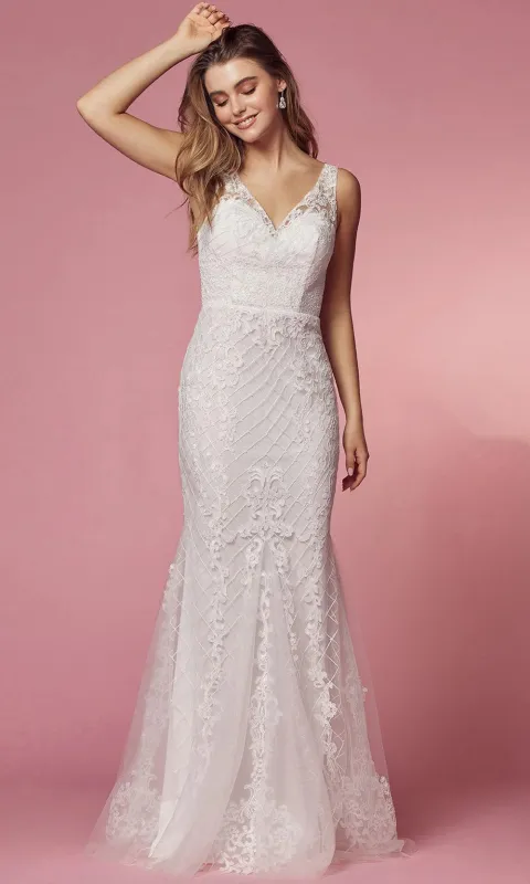 NOX ANABEL A398W Embroidered Bodice Mermaid Wedding Dress sold by The Gown Galleria