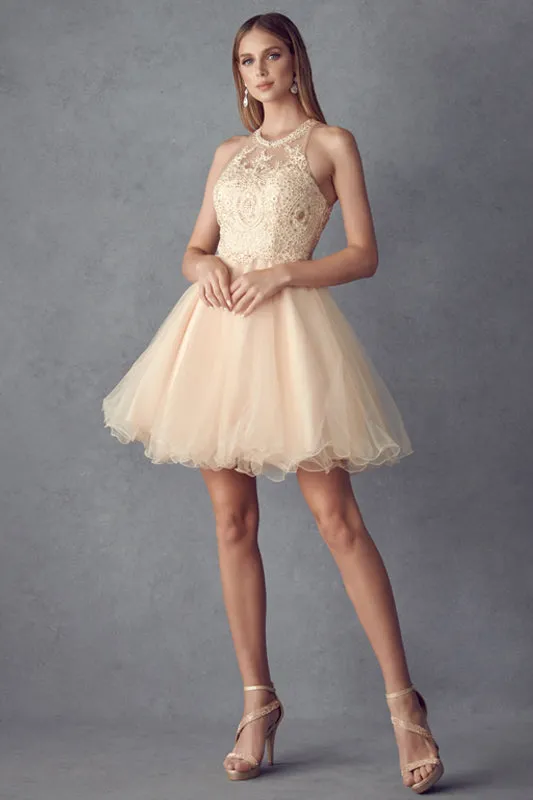 JULIET 826 Fit-and-Flare Halter Neck Short Dress sold by The Gown Galleria product image thumbnail 4