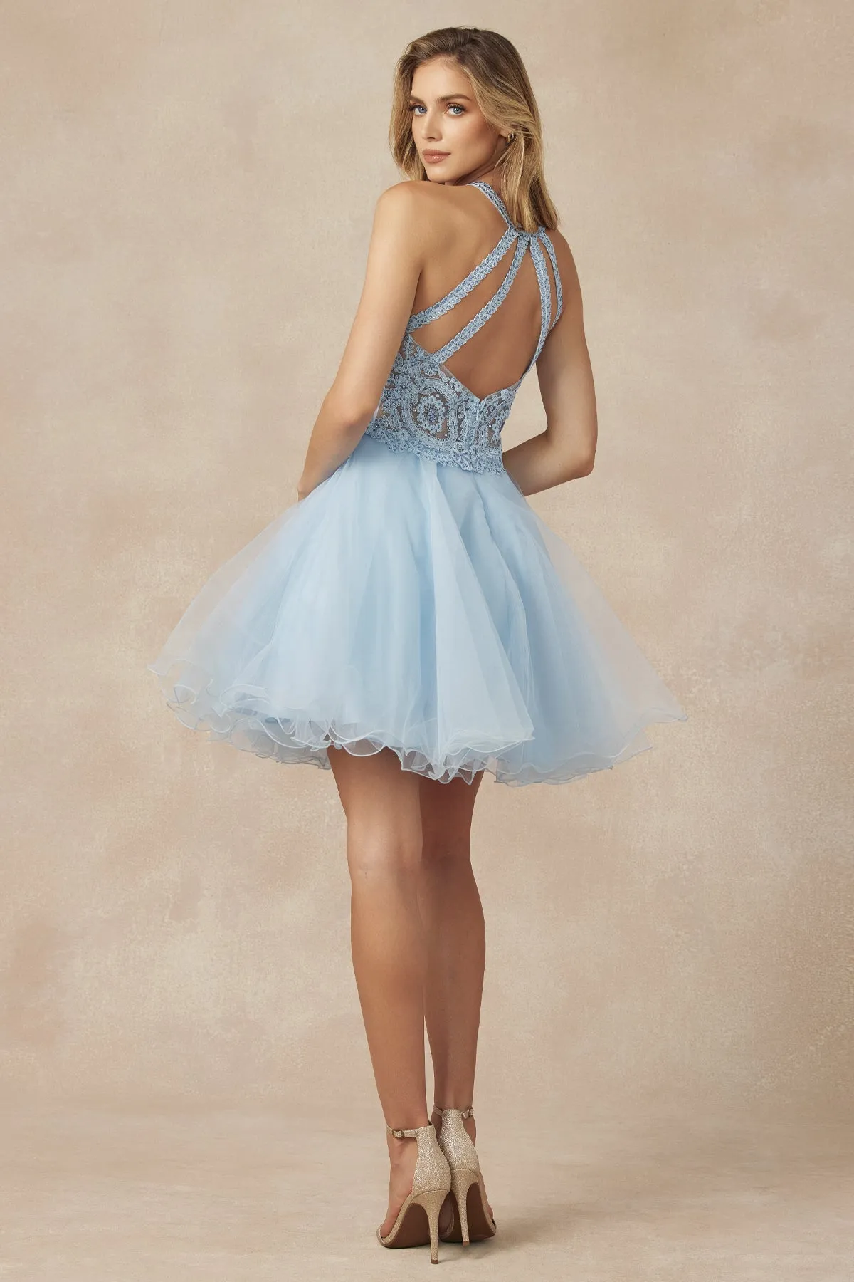 JULIET 826 Fit-and-Flare Halter Neck Short Dress sold by The Gown Galleria product image thumbnail 2