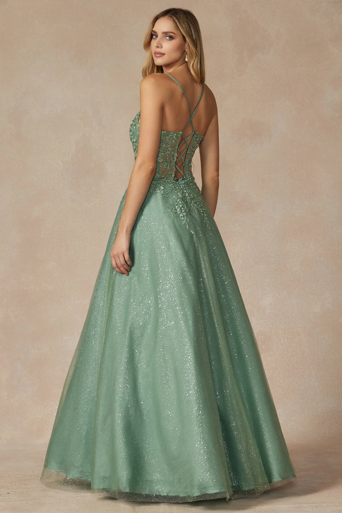 JULIET 295 Leaf Lace Gown with Corset Bodice Gown sold by The Gown Galleria product image thumbnail 3