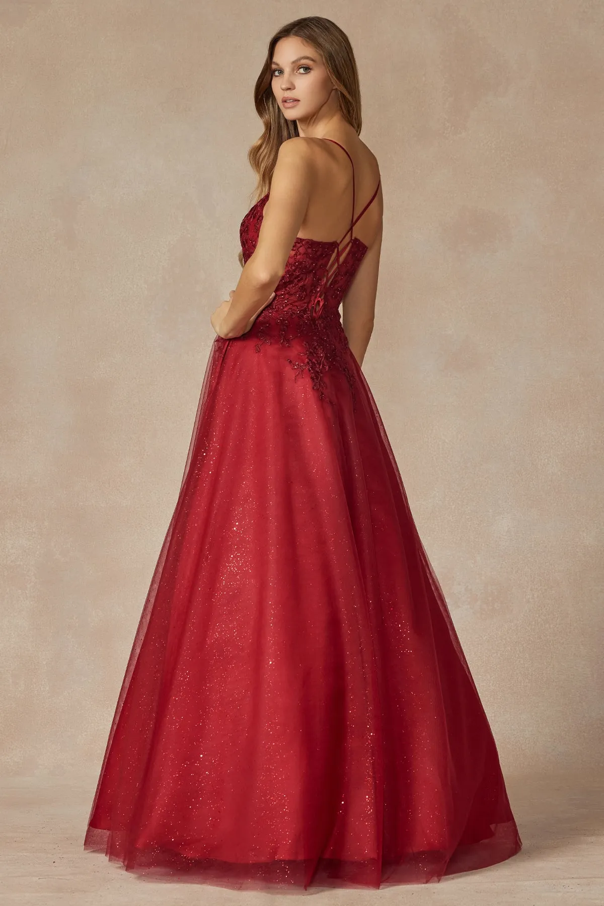 JULIET 295 Leaf Lace Gown with Corset Bodice Gown sold by The Gown Galleria product image thumbnail 4