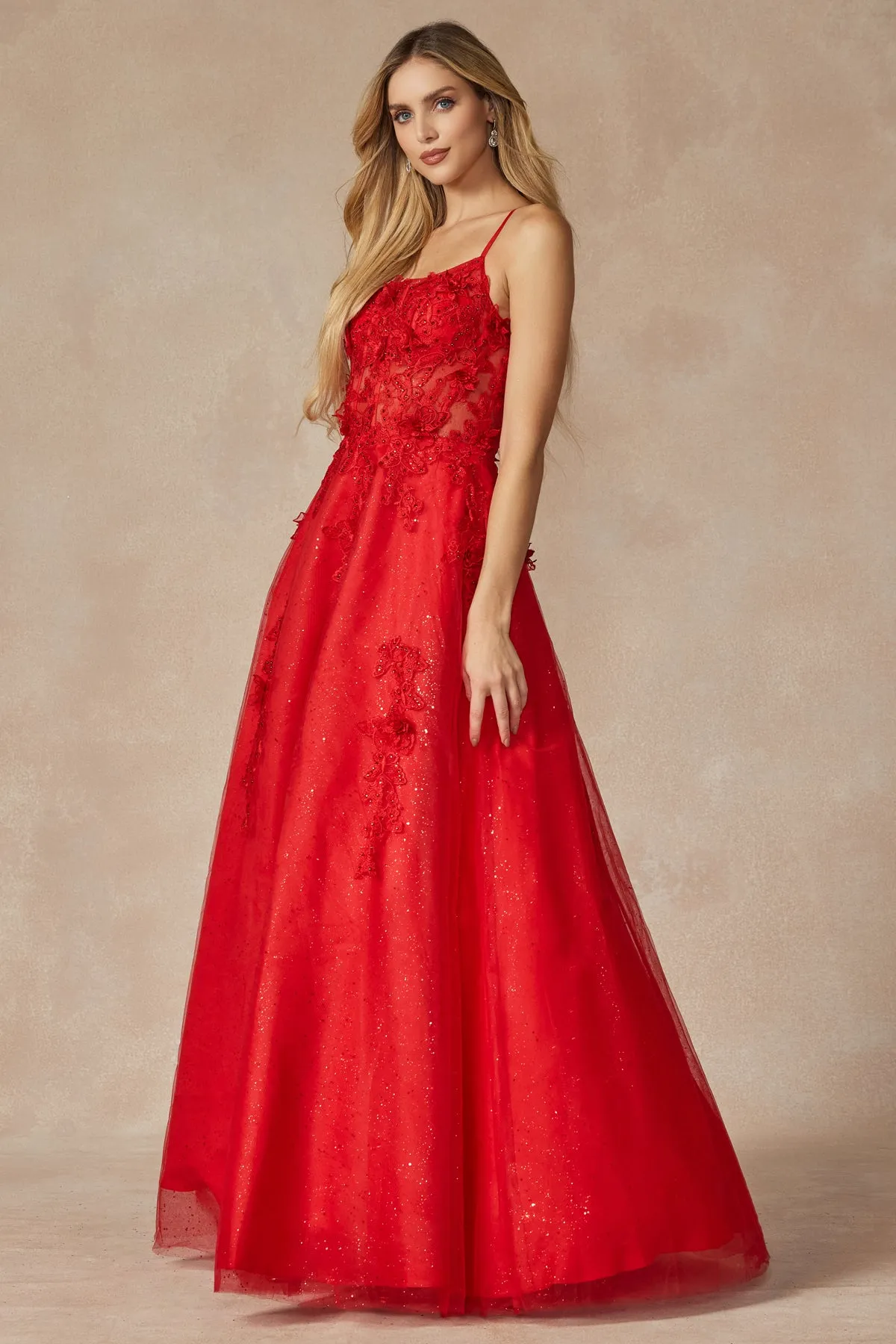 JULIET 285 3D Flower Corset Bodice A-Line Gown sold by The Gown Galleria product image thumbnail 4