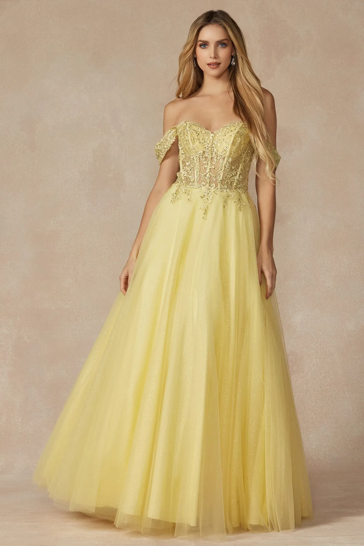 JULIET 280 Off-Shoulder Embroidered Tulle Gown sold by The Gown Galleria product image thumbnail 4
