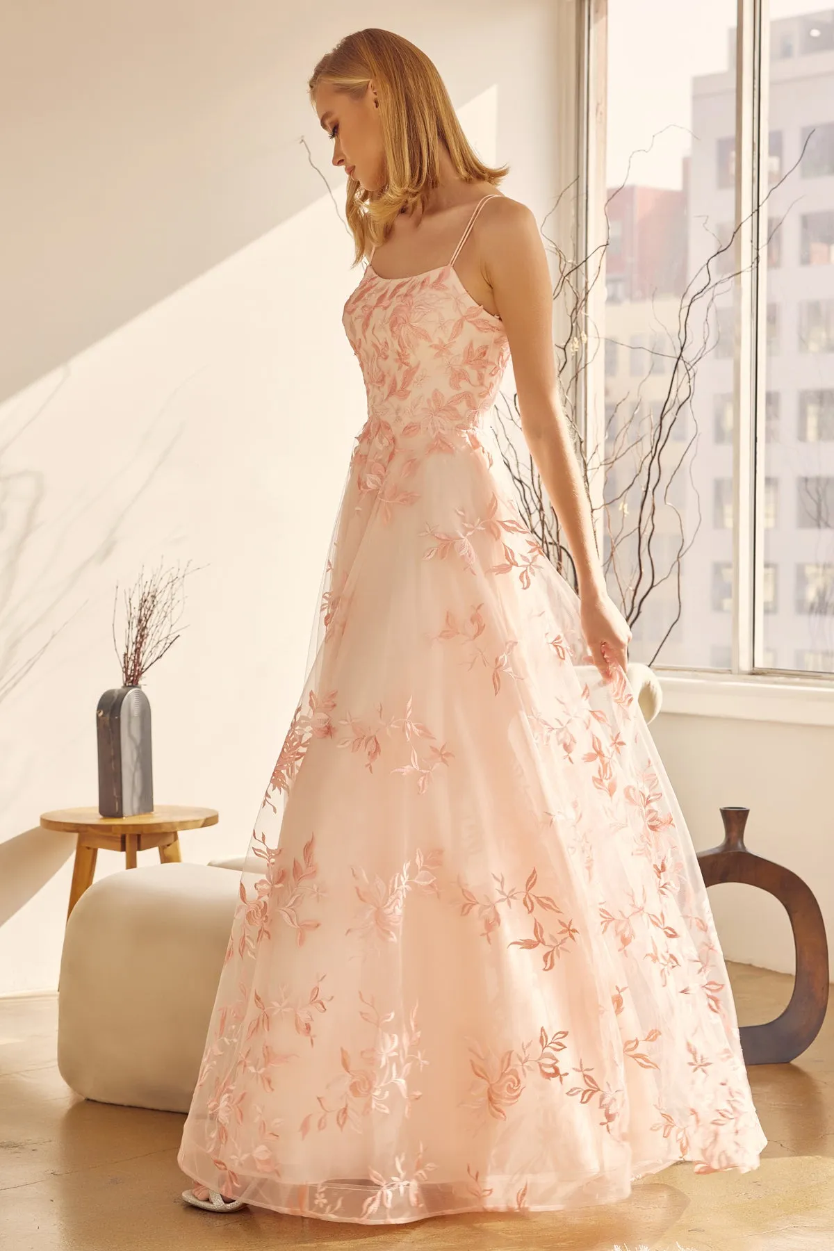 JULIET 279 A-Line Sleeveless Embroidered Lace Gown sold by The Gown Galleria product image thumbnail 3