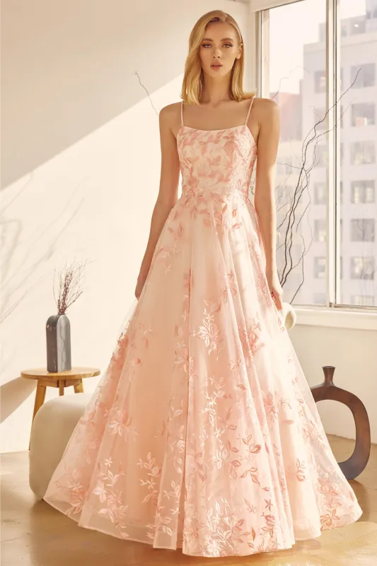 JULIET 279 A-Line Sleeveless Embroidered Lace Gown sold by The Gown Galleria