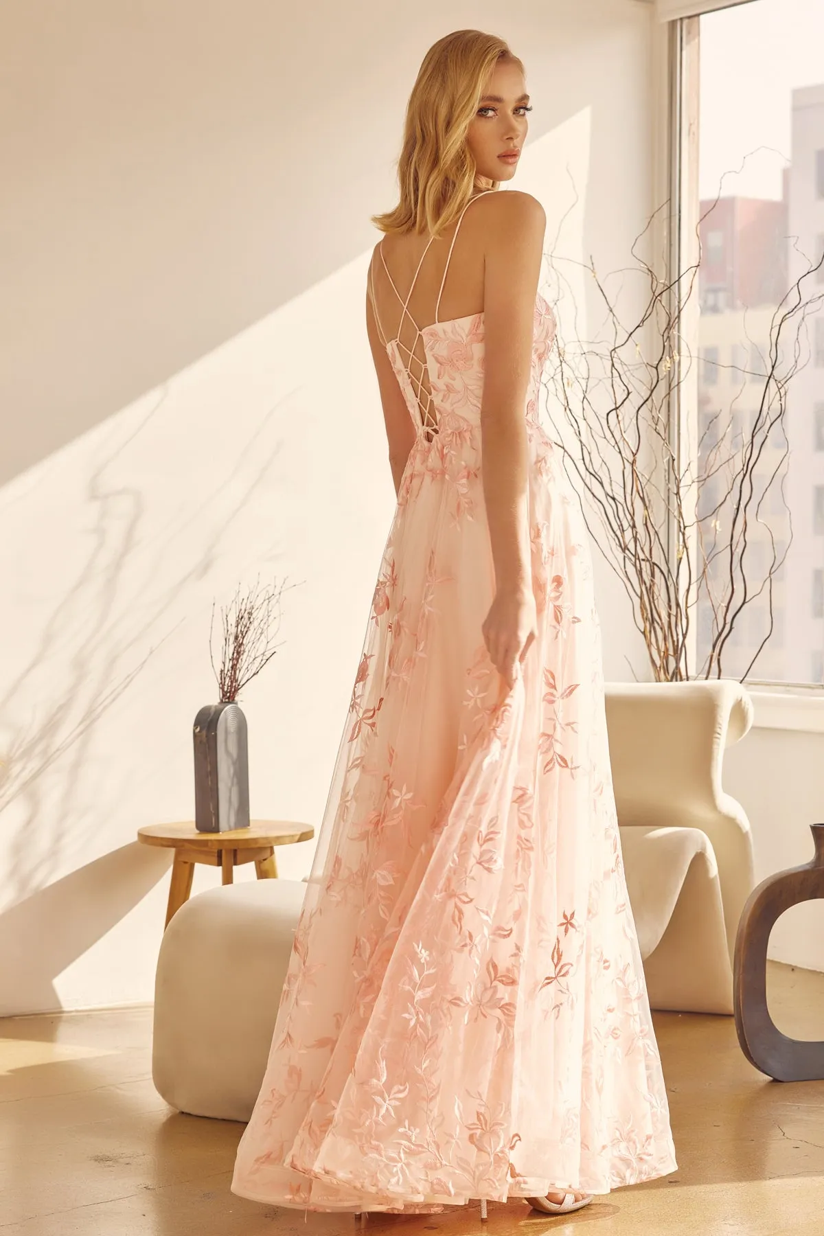 JULIET 279 A-Line Sleeveless Embroidered Lace Gown sold by The Gown Galleria product image thumbnail 2