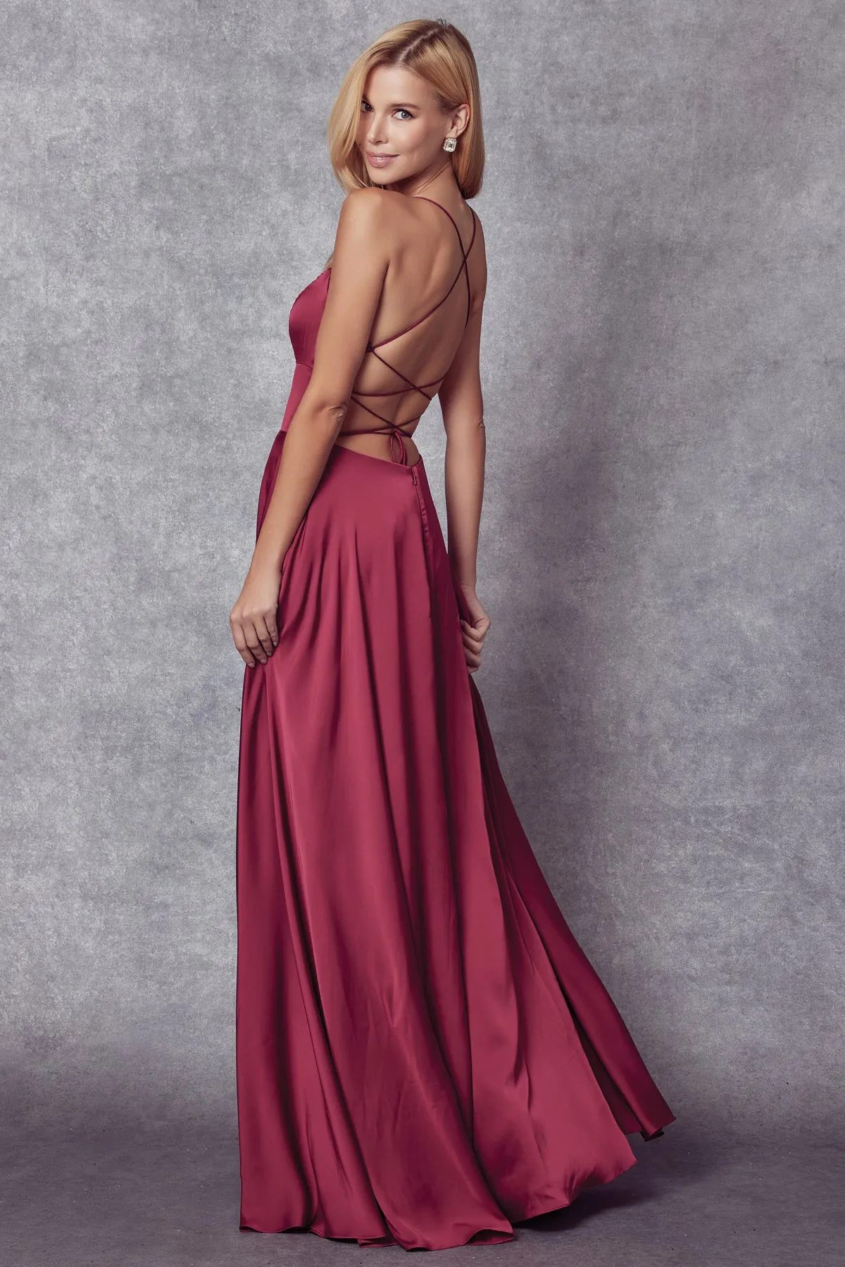JULIET 278 A-Line Side Slit Skirt Evening Formal Dress sold by The Gown Galleria product image thumbnail 2