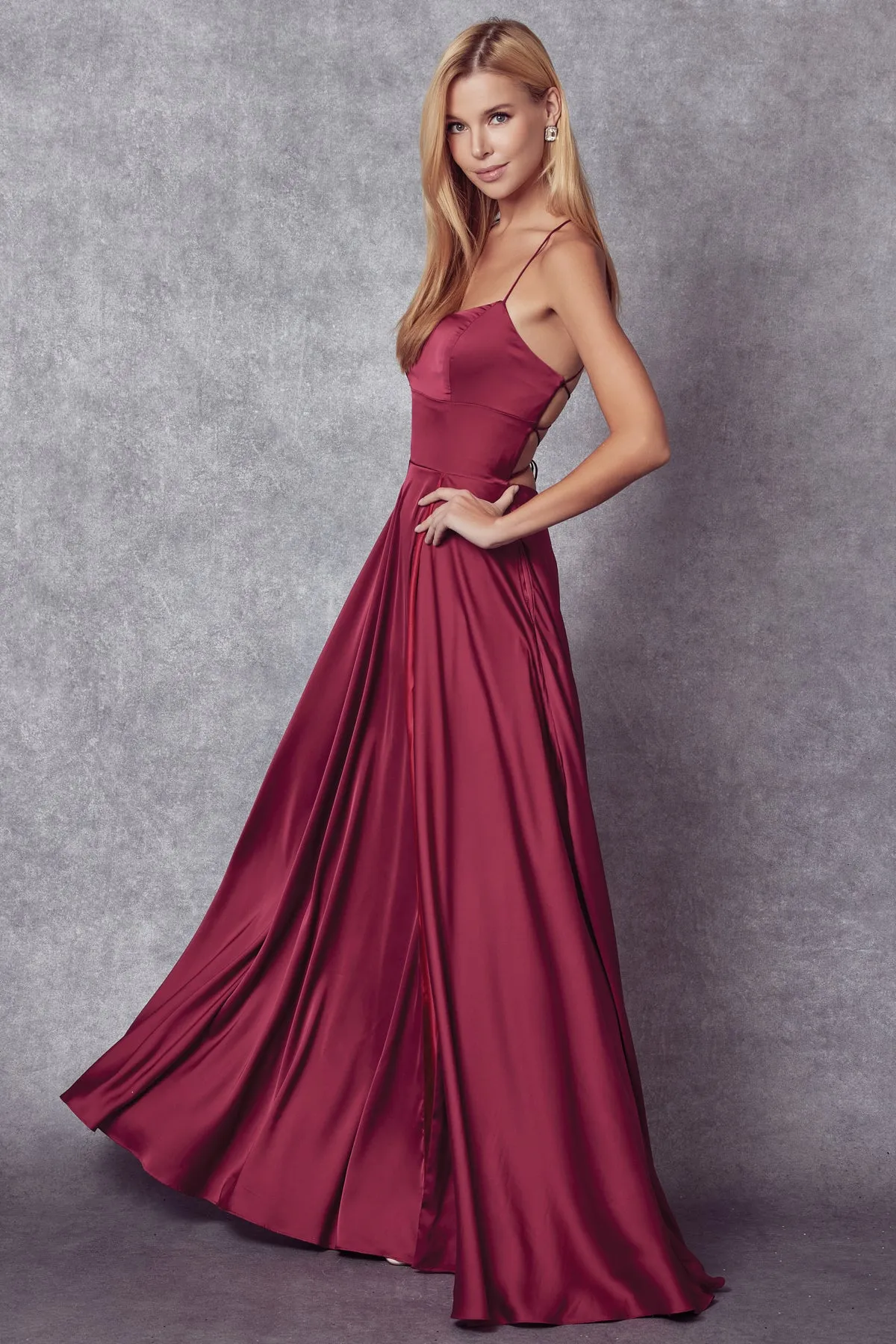 JULIET 278 A-Line Side Slit Skirt Evening Formal Dress sold by The Gown Galleria product image thumbnail 3