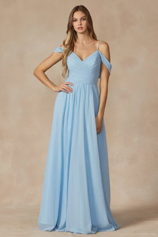 JULIET 262 Flutter Sleeve Formal Bridesmaid Dress with Cascade Back sold by The Gown Galleria