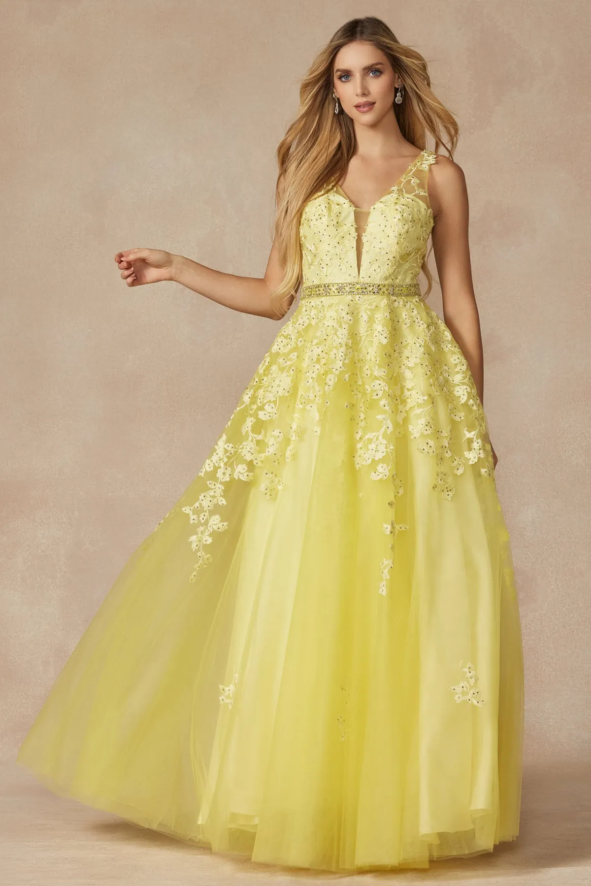 JULIET 224 Floral Appliques Ball Gown sold by The Gown Galleria product image thumbnail 5