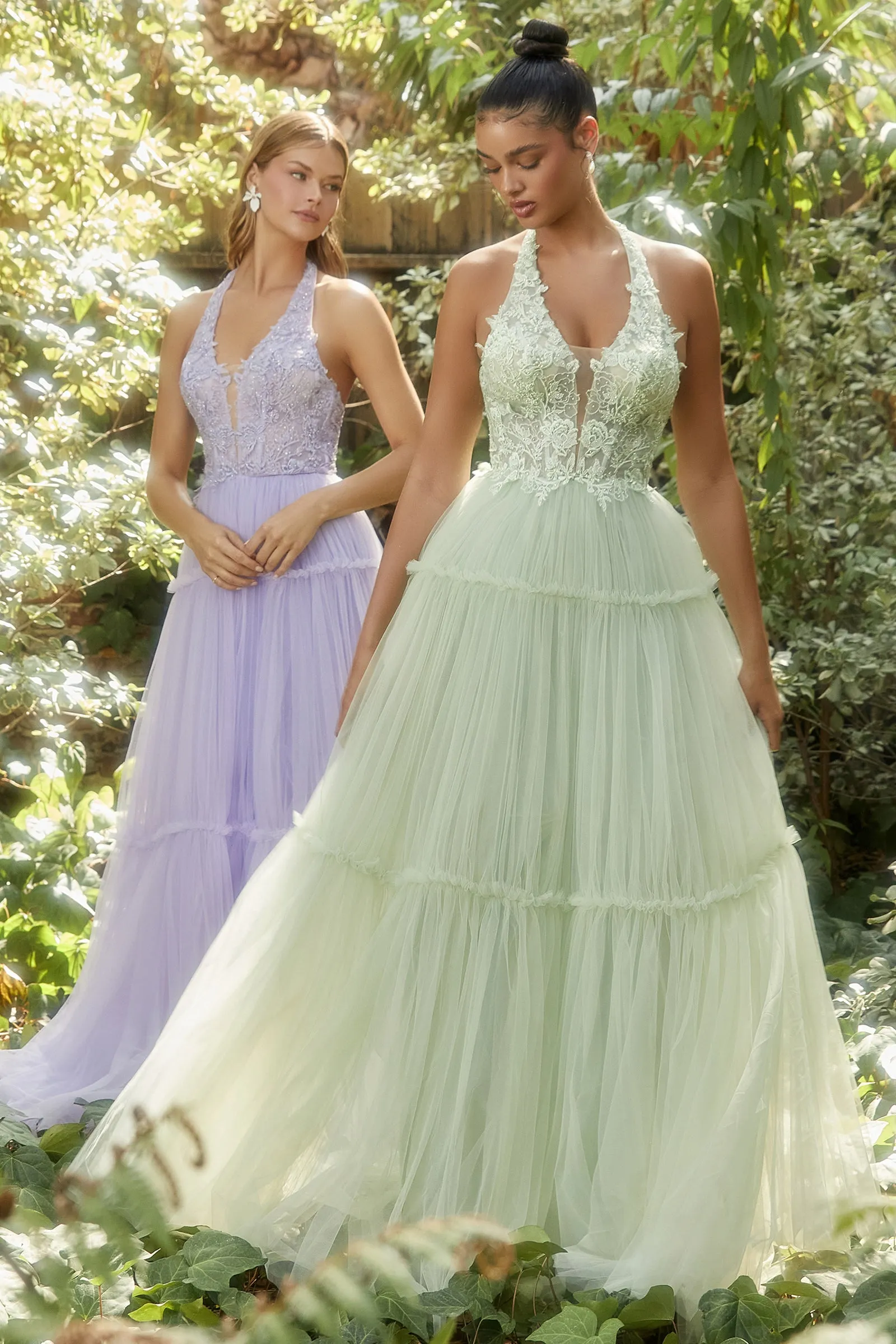 ANDREA & LEO A1206 Lace Halter Bodice Tulle A Line Dress sold by The Gown Galleria