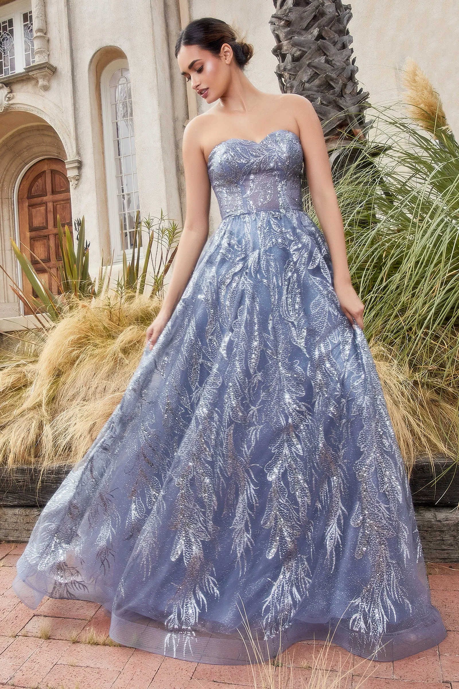 ANDREA & LEO A1174 Glitter Strapless with Shawl Tulle A Line Dress sold by The Gown Galleria product image thumbnail 2