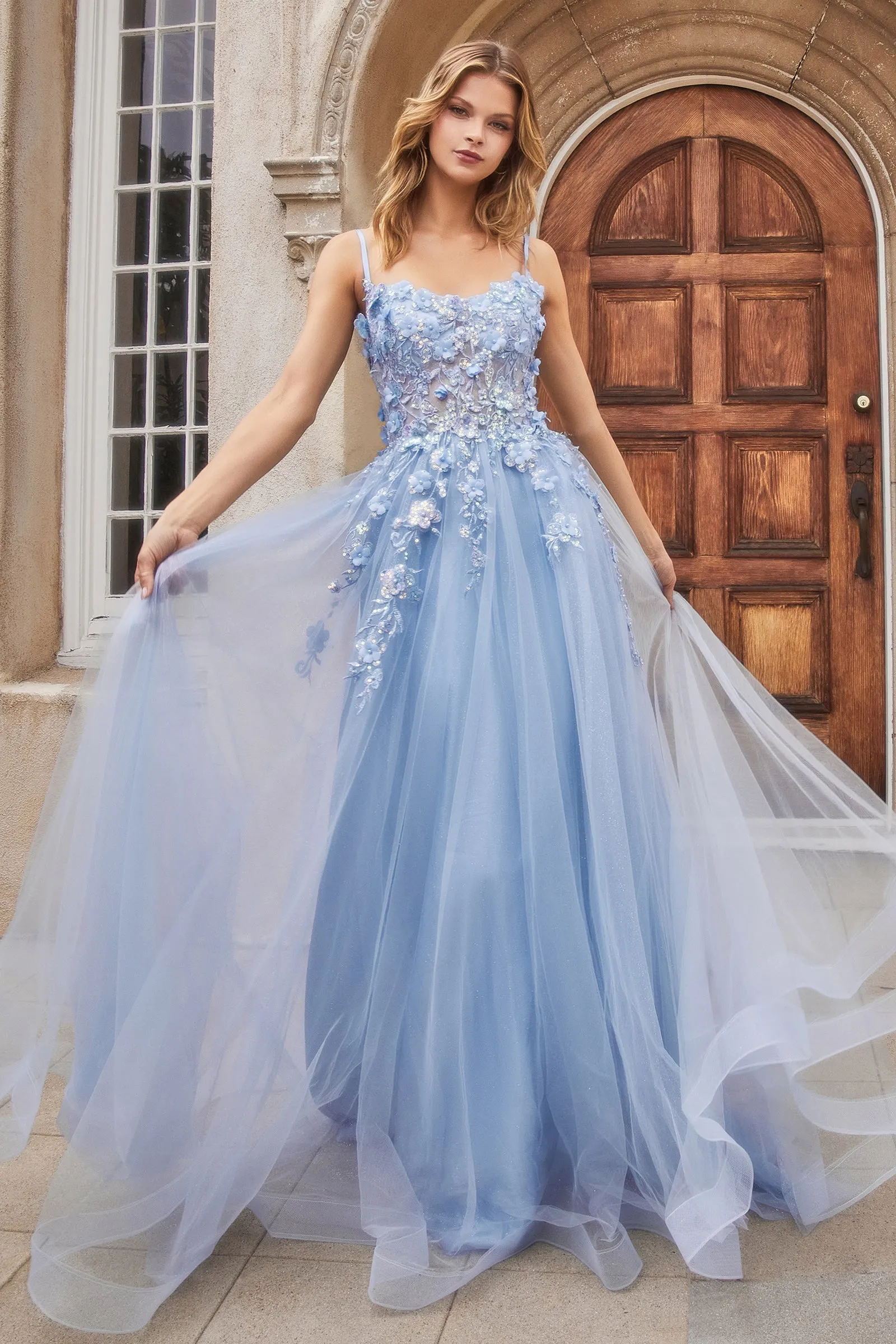 ANDREA & LEO A1142 Floral Scoop Bodice A Line Dress sold by The Gown Galleria