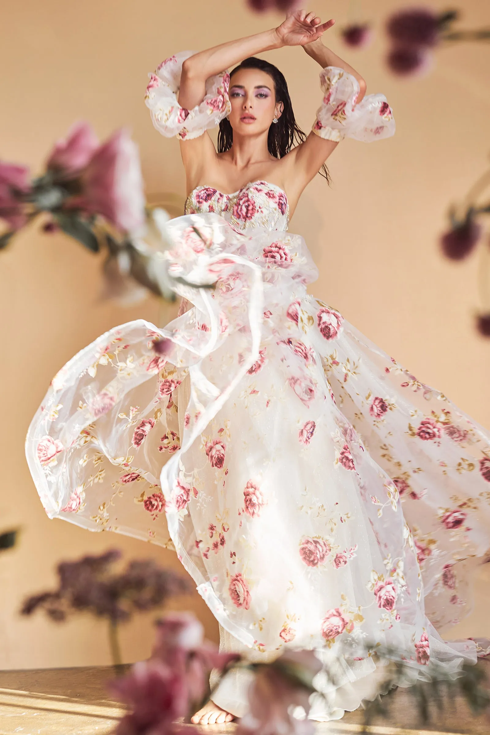 ANDREA & LEO A1133 Floral Print Bodice Ball Gown Dress sold by The Gown Galleria product image thumbnail 4