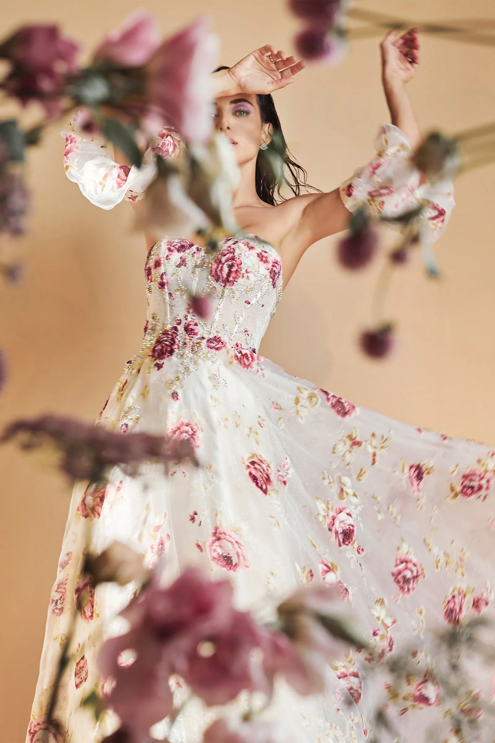 ANDREA & LEO A1133 Floral Print Bodice Ball Gown Dress sold by The Gown Galleria product image thumbnail 5