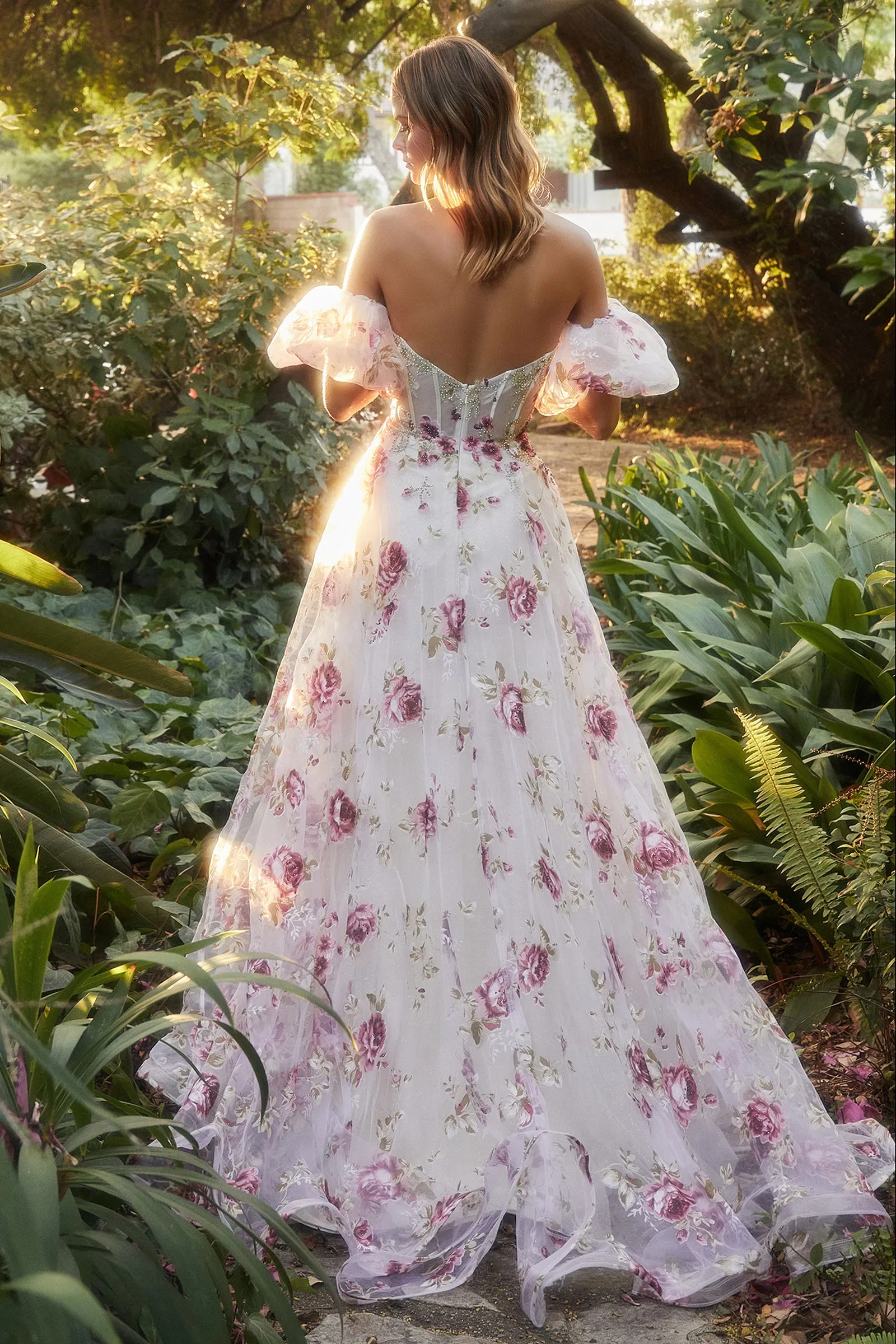 ANDREA & LEO A1133 Floral Print Bodice Ball Gown Dress sold by The Gown Galleria product image thumbnail 2