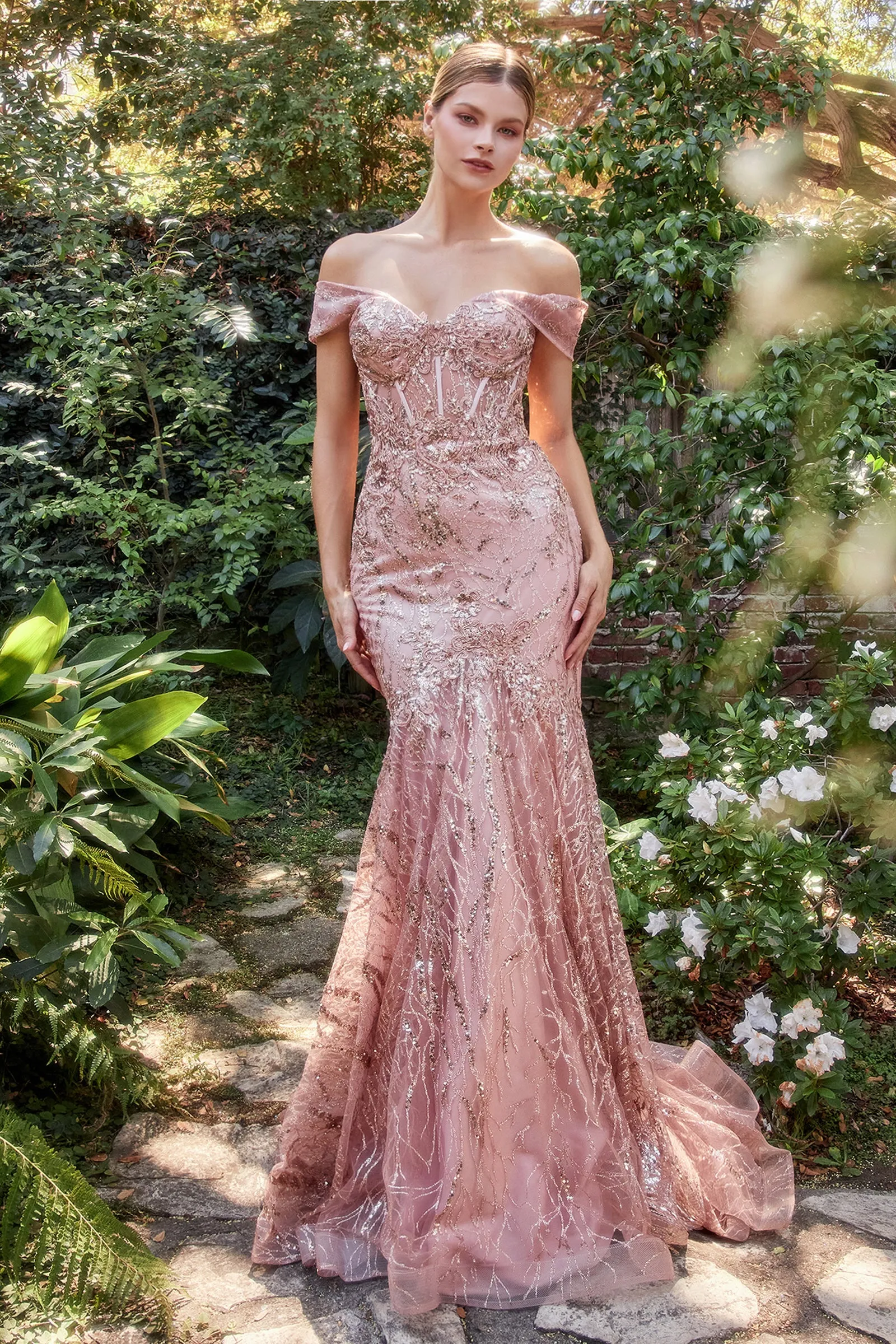 ANDREA & LEO A1107 Embellished Off Shoulder Tulle Mermaid Dress sold by The Gown Galleria product image thumbnail 4
