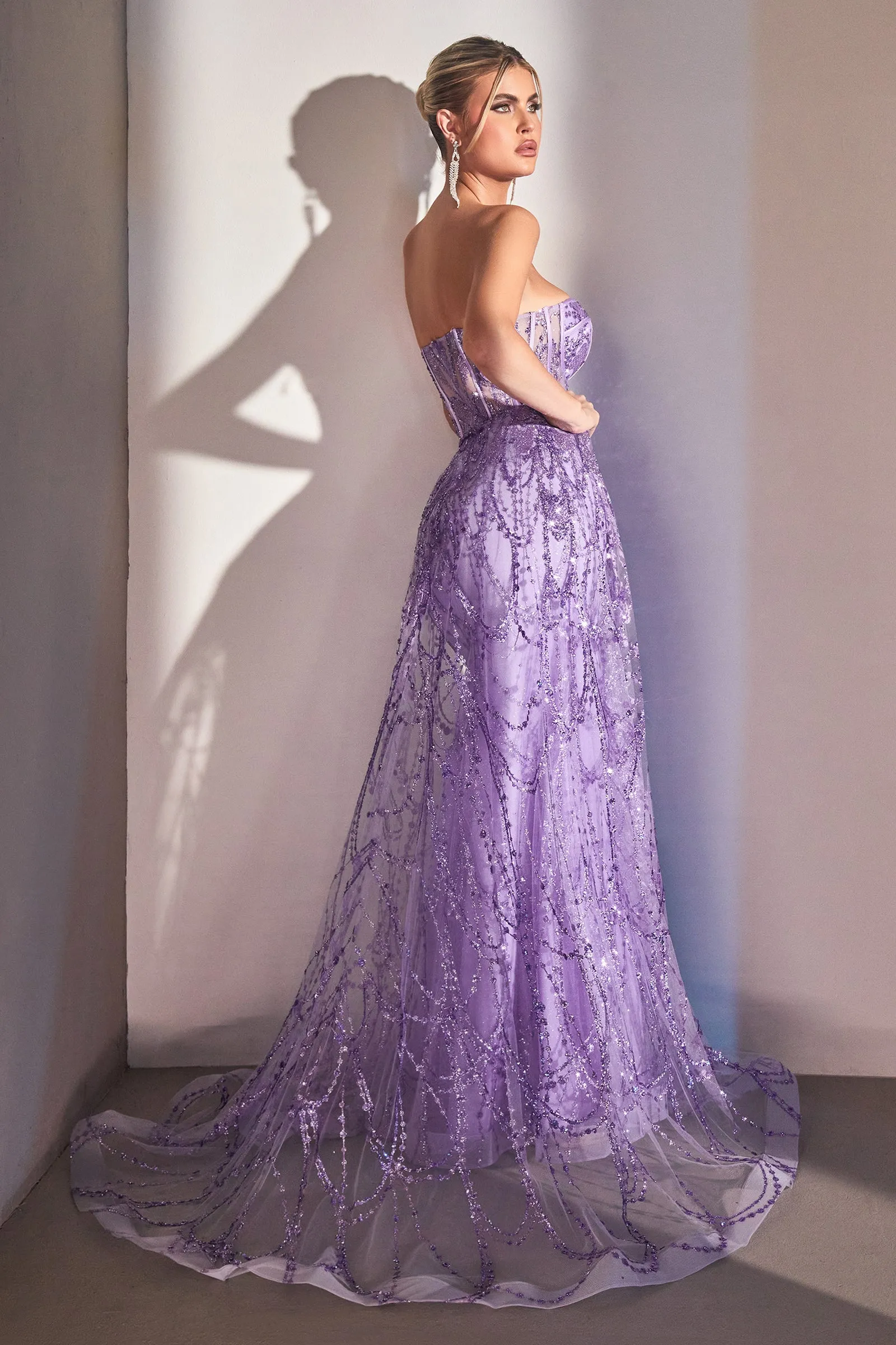CINDERELLA DIVINE CB095 Strapless Fitted Strapless Overskirt Gown sold by The Gown Galleria product image thumbnail 2