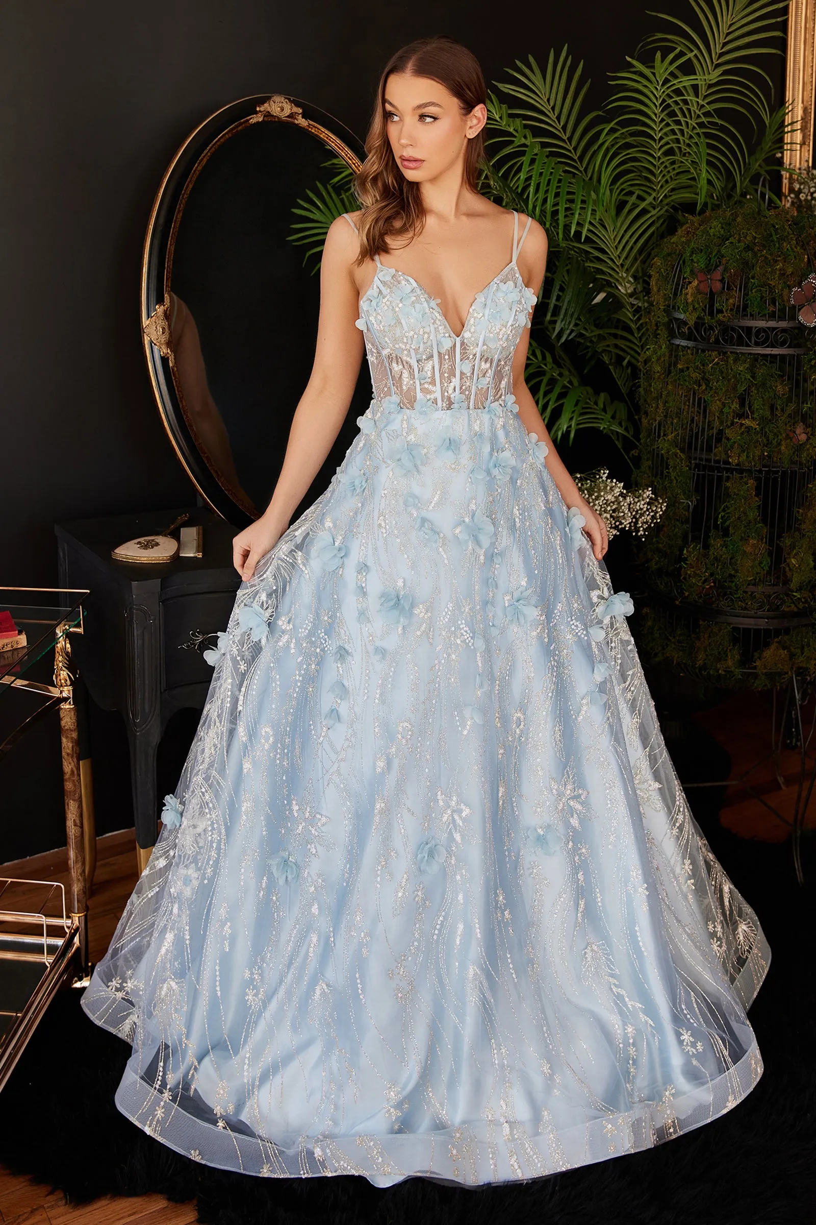 CINDERELLA DIVINE CB105 3D Floral Applique Ball Gown sold by The Gown Galleria