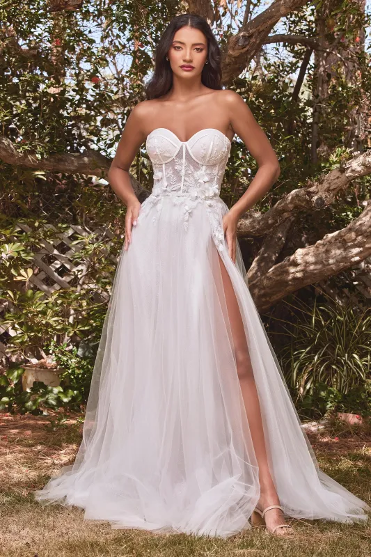 CINDERELLA DIVINE CB080W Off-Shoulder 3D Floral Bridal Gown sold by The Gown Galleria