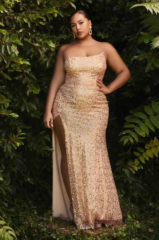CINDERELLA DIVINE CH165C Plus Size Fitted Sleeveless Sequin Gown made by The Gown Galleria