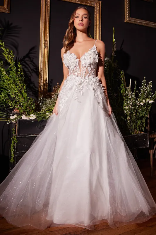 CINDERELLA DIVINE CM321W 3D Floral A-Line Tulle Bridal Gown sold by The Gown Galleria