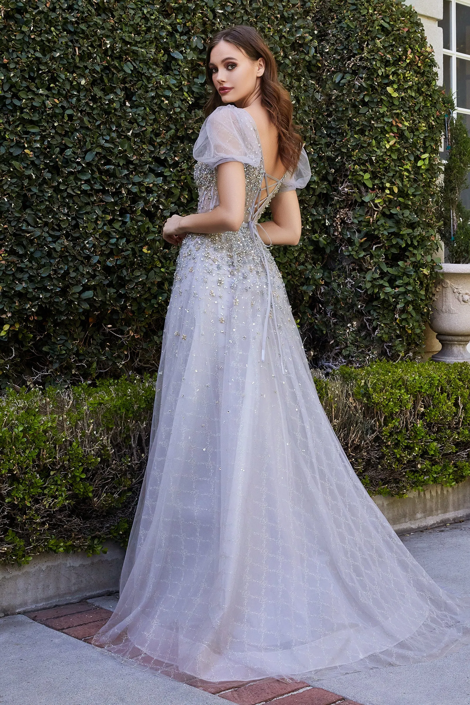 CINDERELLA DIVINE B708 Bateau Neck Short Sleeve Ball Gown sold by The Gown Galleria product image thumbnail 2