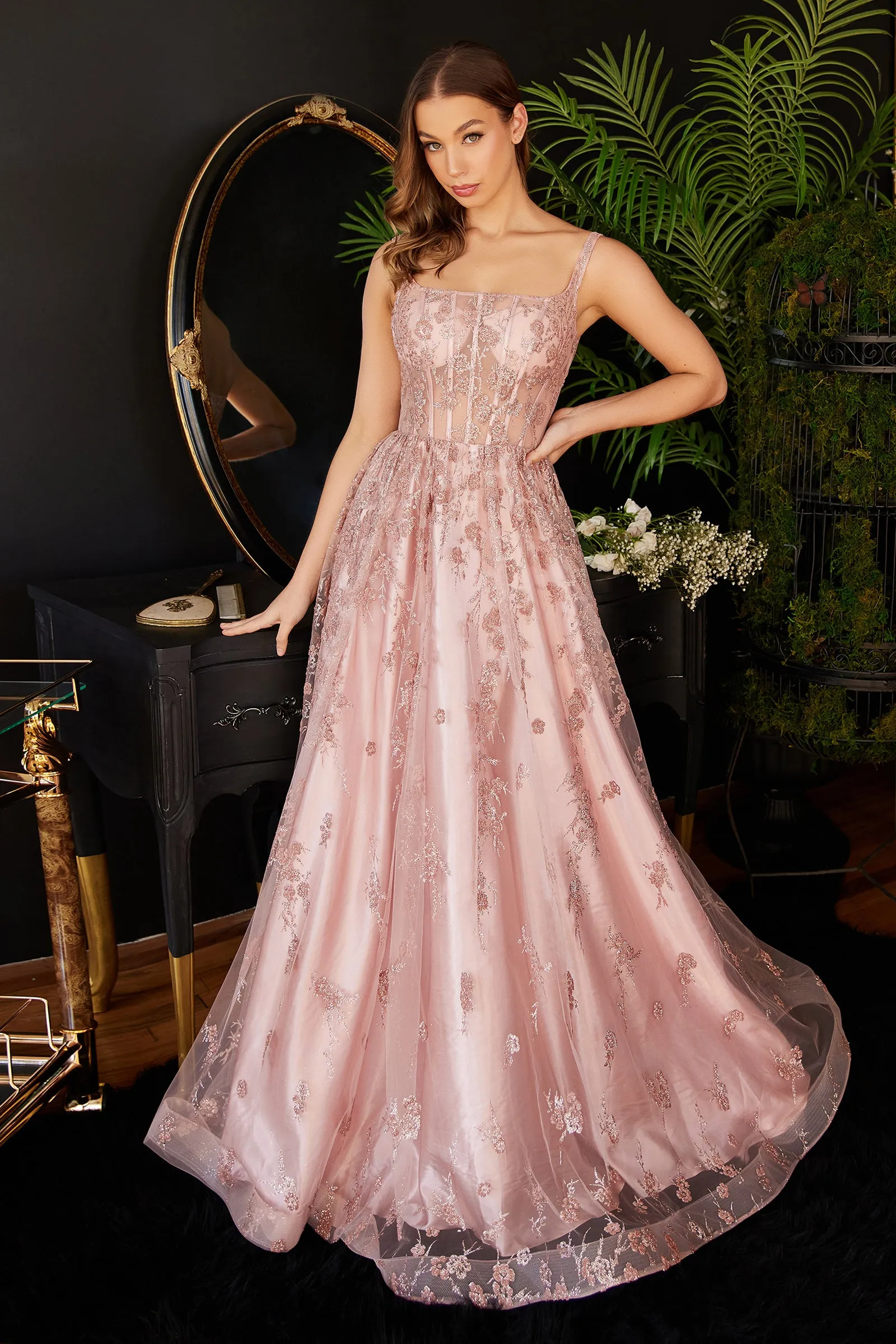 CINDERELLA DIVINE J840 A-Line Glitter Sleeveless Gown sold by The Gown Galleria product image thumbnail 5