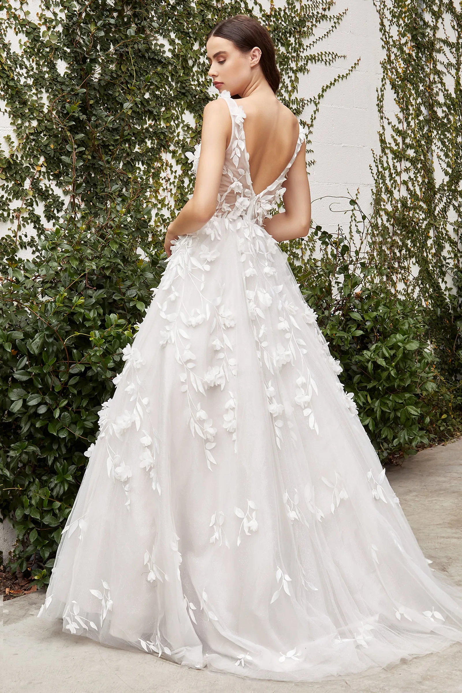 CINDERELLA DIVINE A1042W Sleeveless Floral Applique Bridal Gown sold by The Gown Galleria product image thumbnail 2