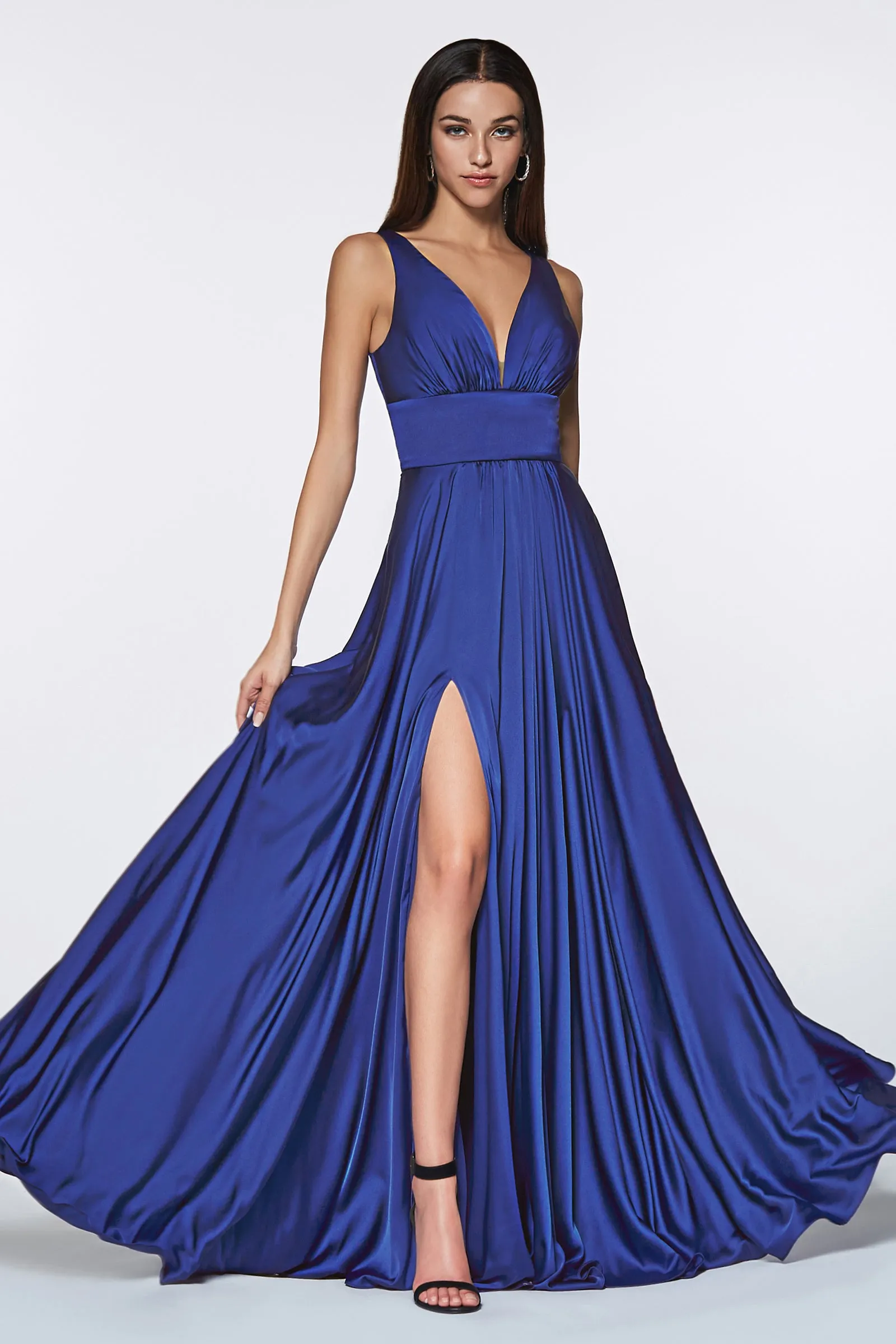 CINDERELLA DIVINE 7469 V-neck Soft Satin Aline Dress sold by The Gown Galleria product image thumbnail 3