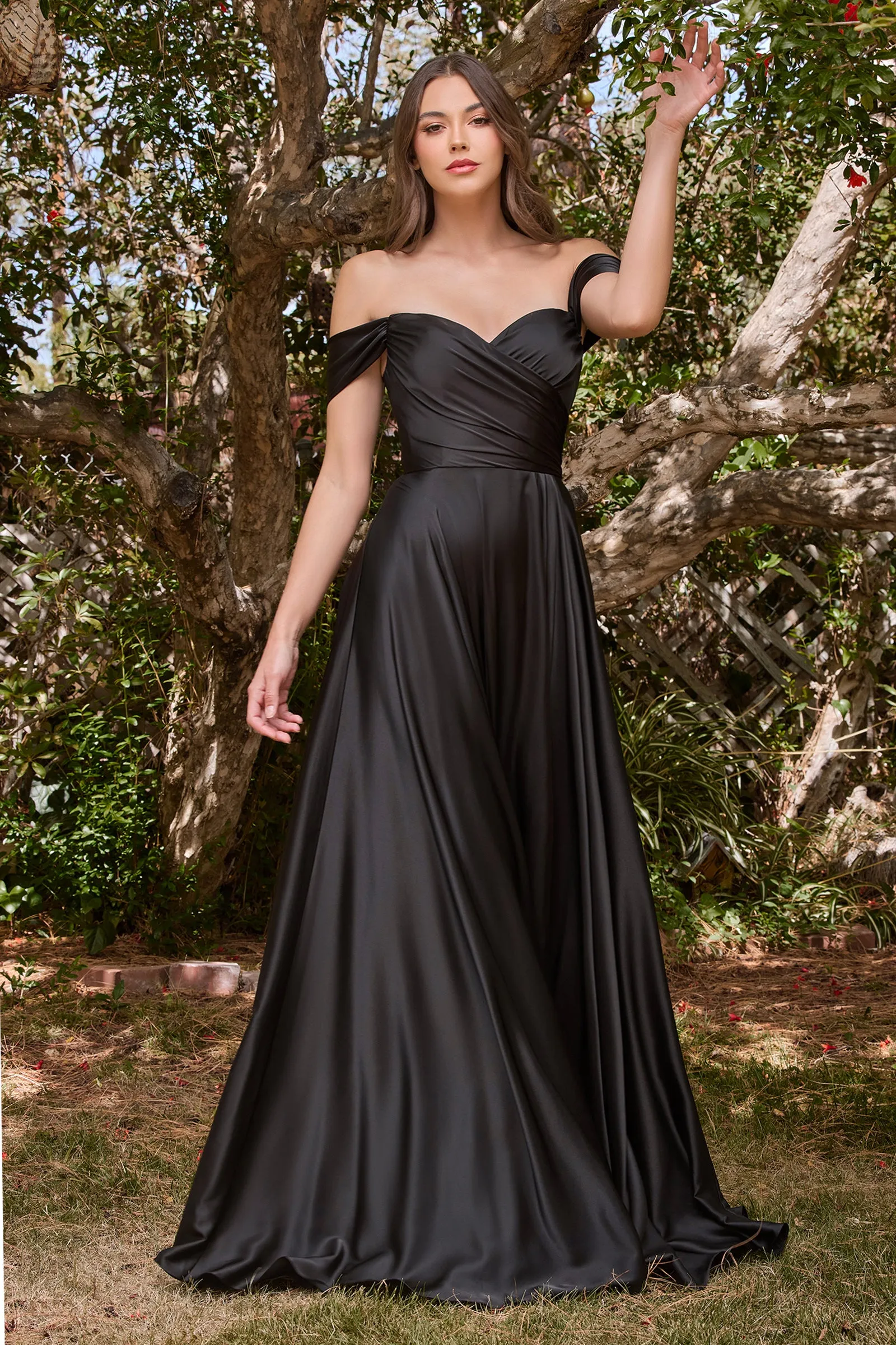 CINDERELLA DIVINE 7493C Plus Size Sweetheart Off-Shoulder A-Line Satin Evening Dress sold by The Gown Galleria product image thumbnail 4
