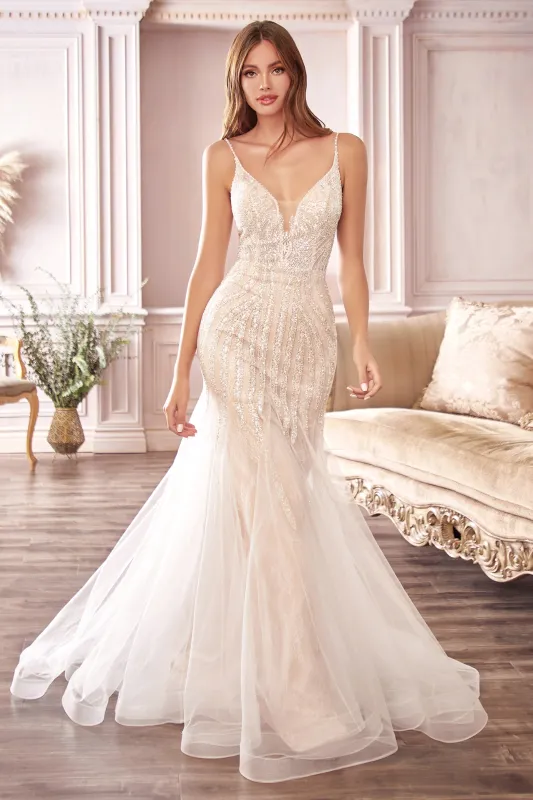 CINDERELLA DIVINE CDS401 Floor-Sweeping Mermaid Skirt Wedding Gown sold by The Gown Galleria
