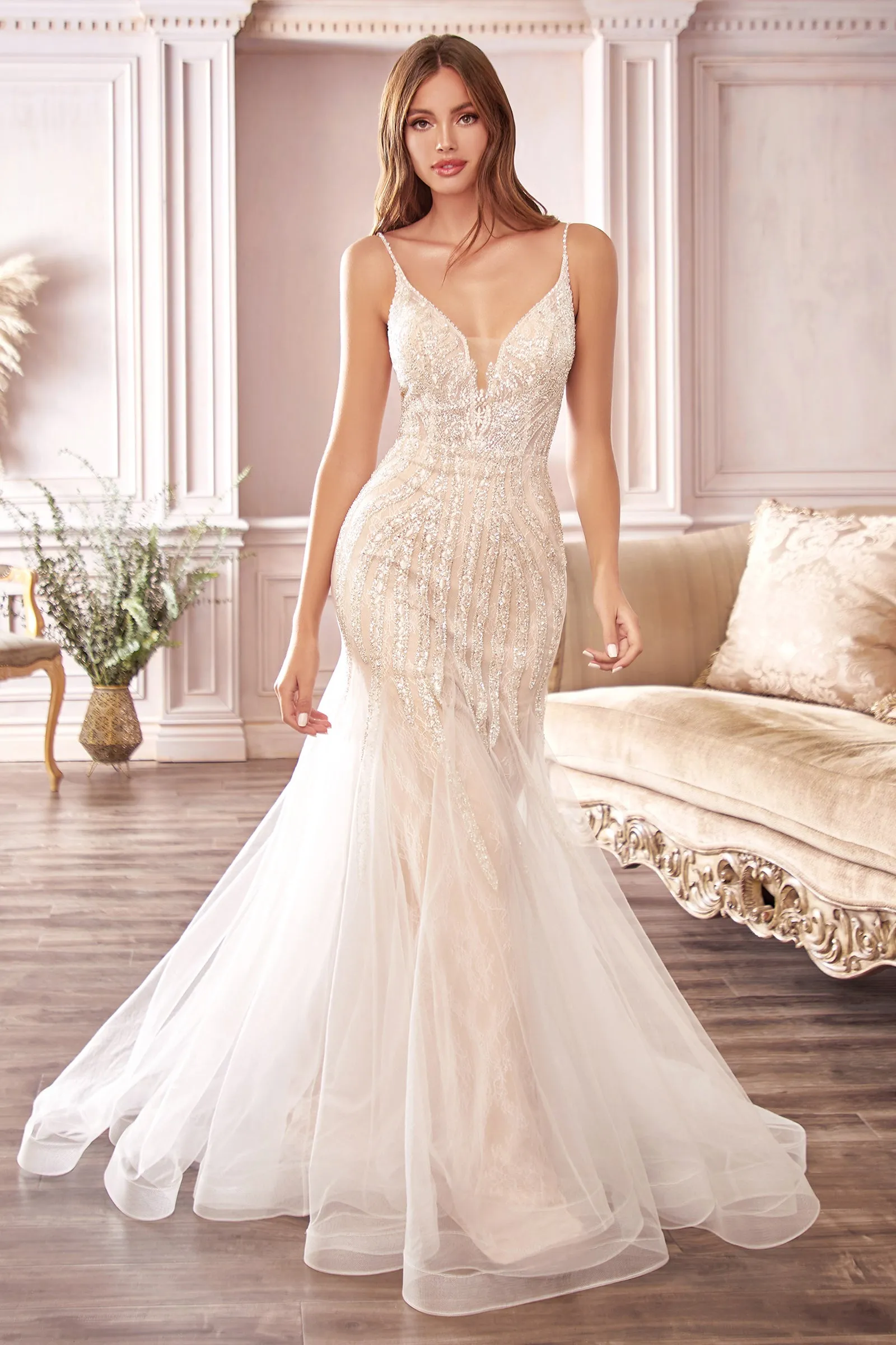 CINDERELLA DIVINE CDS401 Floor-Sweeping Mermaid Skirt Wedding Gown sold by The Gown Galleria