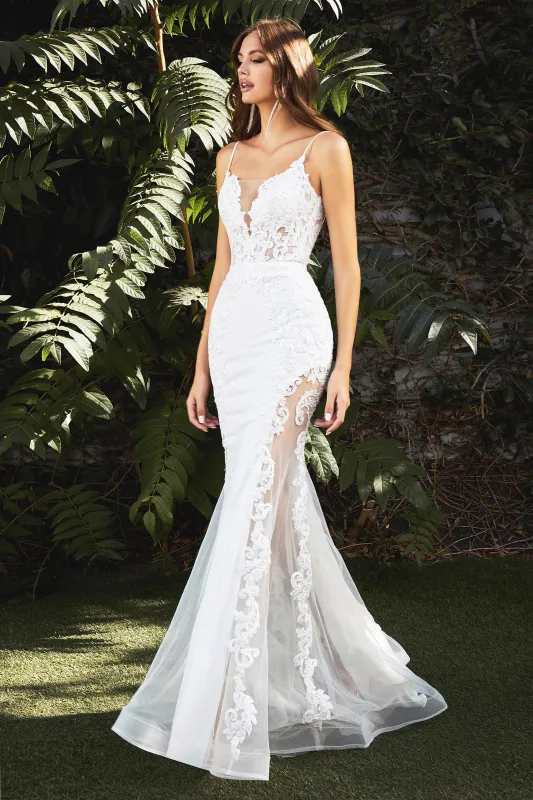 CINDERELLA DIVINE CD937W Lace Illusion Mermaid Bridal Gown sold by The Gown Galleria