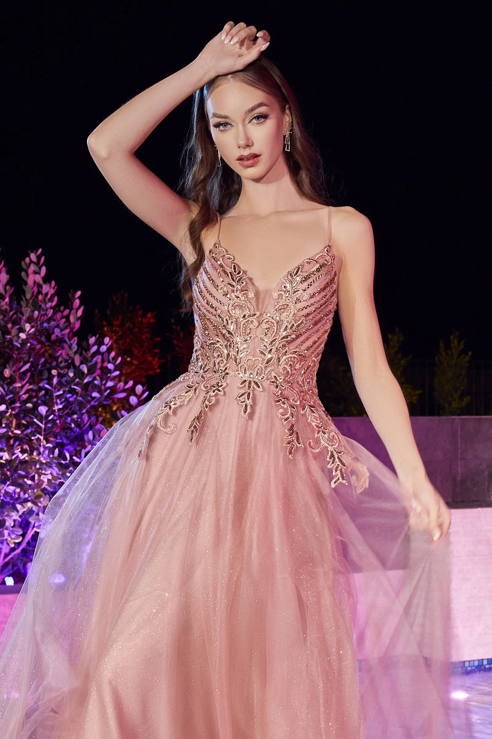 CINDERELLA DIVINE CD874 A-Line Sleeveless Tulle Gown sold by The Gown Galleria product image thumbnail 3