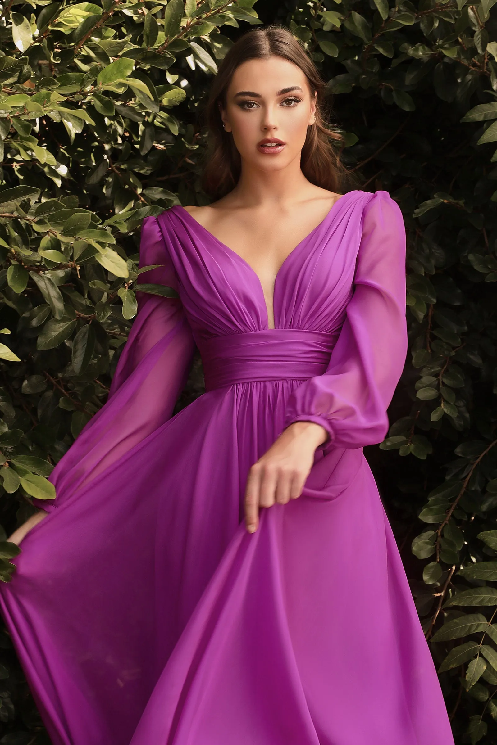 CINDERELLA DIVINE CD0192 Long Sleeve Chiffon Gown sold by The Gown Galleria product image thumbnail 3