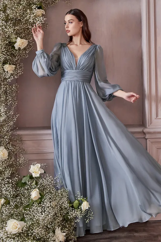 CINDERELLA DIVINE CD0192 Long Sleeve Chiffon Gown sold by The Gown Galleria
