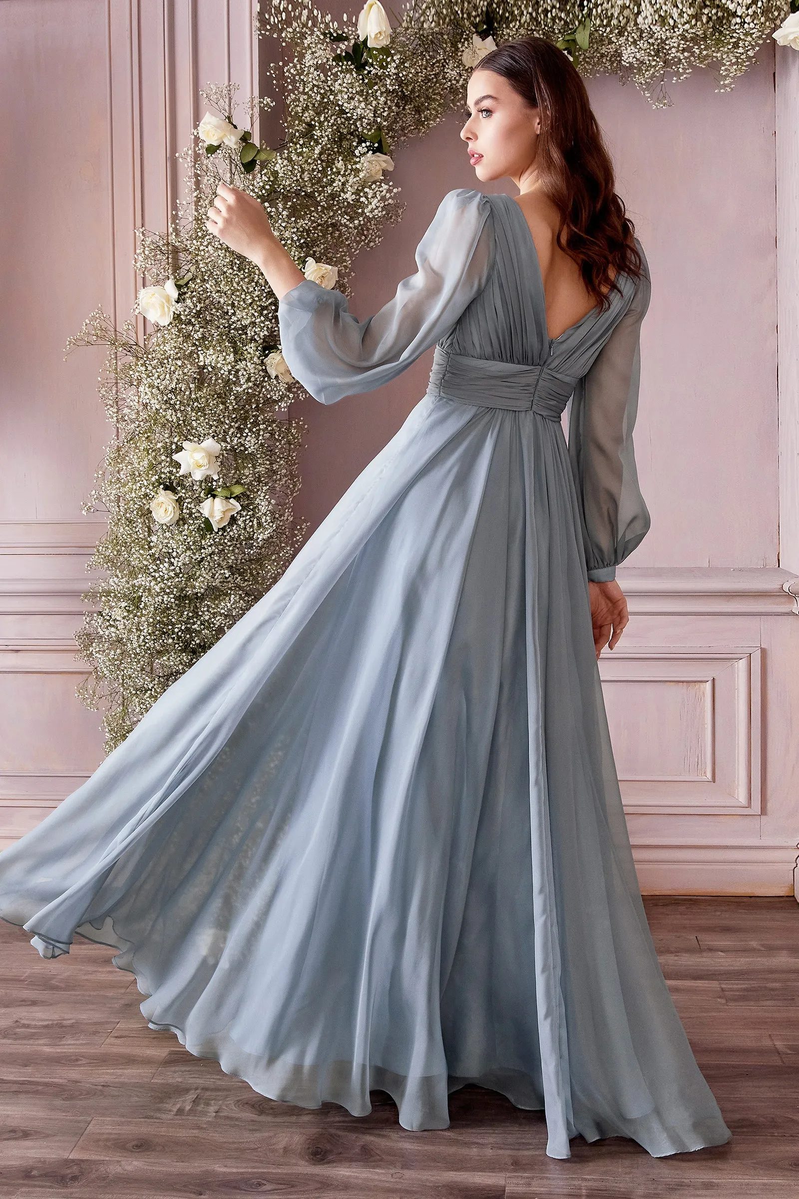 CINDERELLA DIVINE CD0192 Long Sleeve Chiffon Gown sold by The Gown Galleria product image thumbnail 2