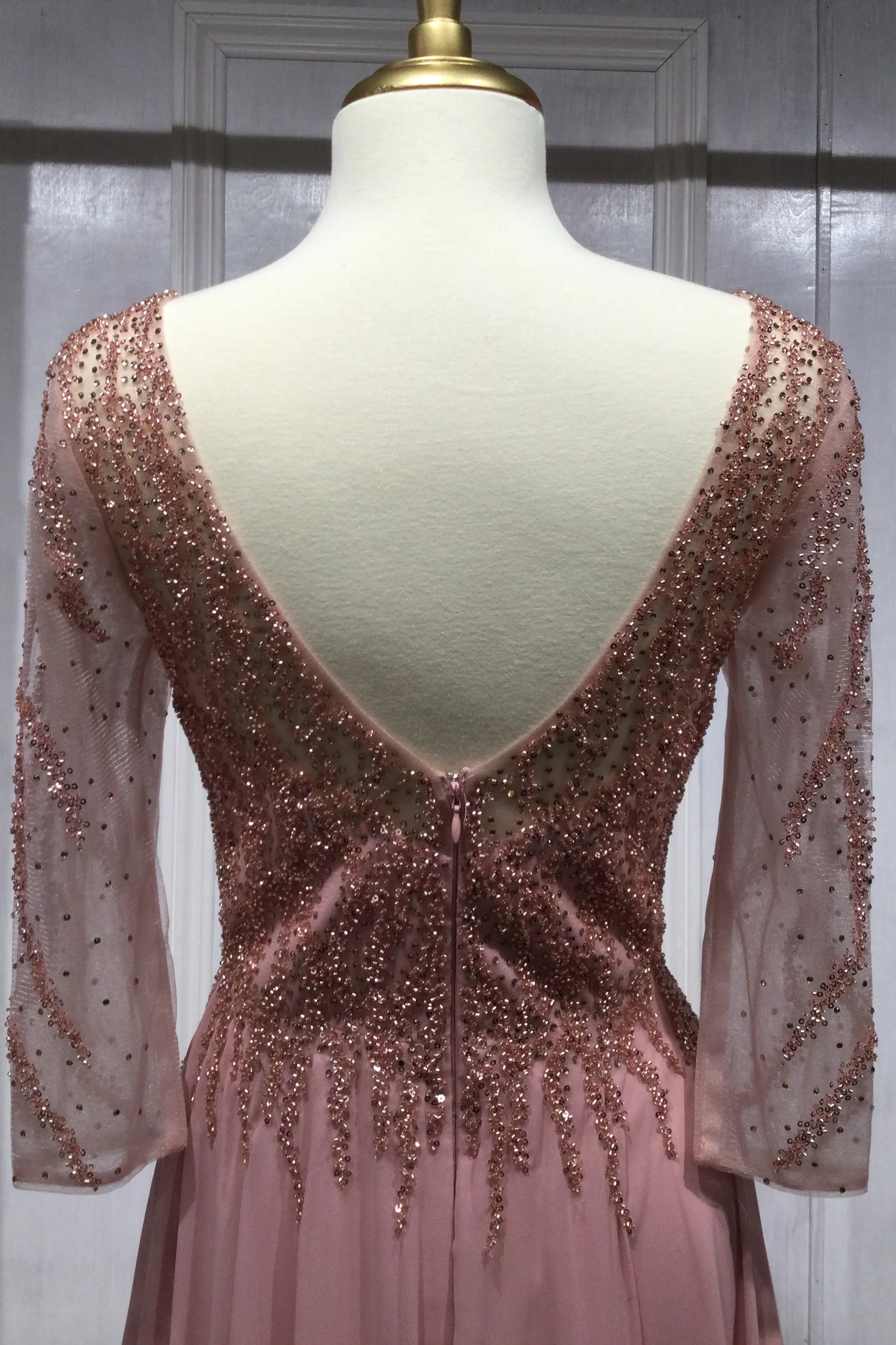 CINDERELLA DIVINE CD0171 3/4 Sleeve Chiffon A-Line Gown sold by The Gown Galleria product image thumbnail 4