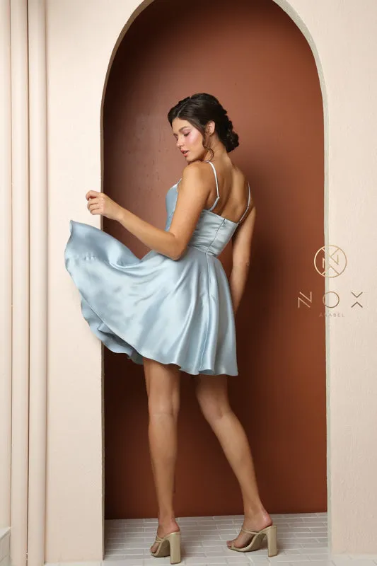 NOX ANABEL R759 Cowl Satin Short Cocktail Dress sold by The Gown Galleria product image thumbnail 2