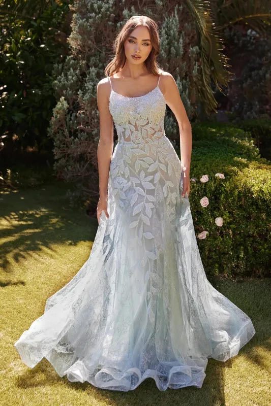 ANDREA & LEO A1235 Floral Motif Beaded A-Line Dress made by The Gown Galleria