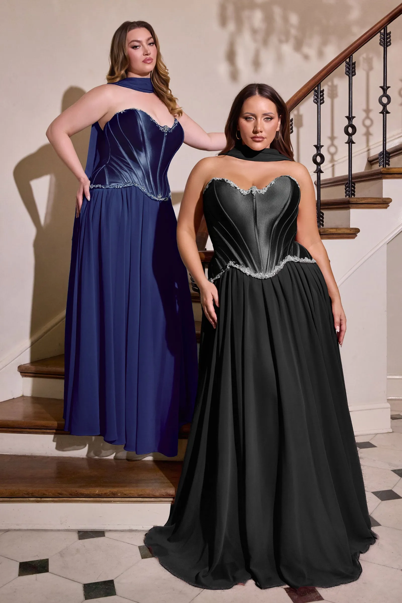 Cinderella Divine CD668C Strapless Evening Gown with Chiffon Skirt sold by The Gown Galleria product image thumbnail 4