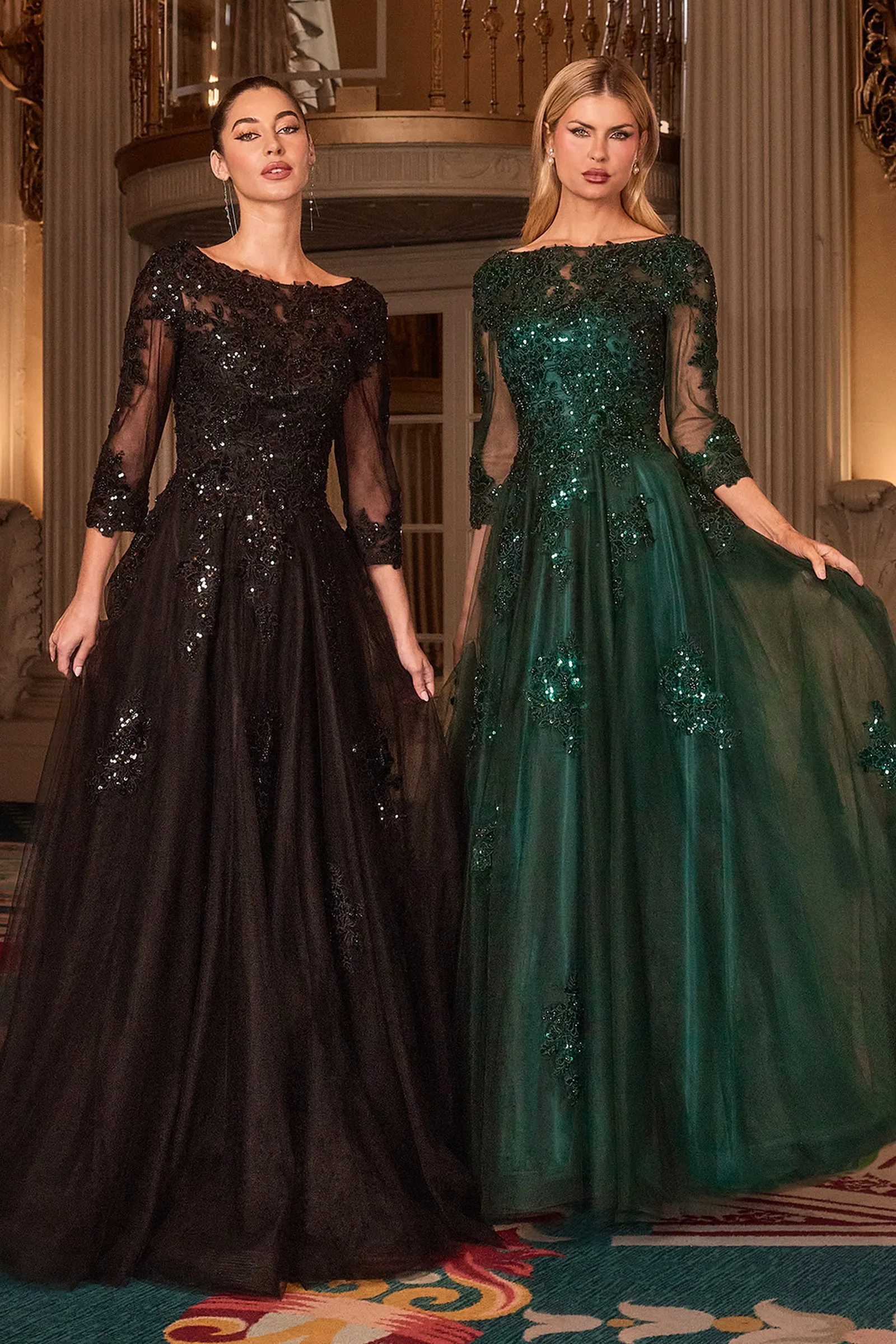 Cinderella Divine J883 Evening Gown with High Neckline sold by The Gown Galleria
