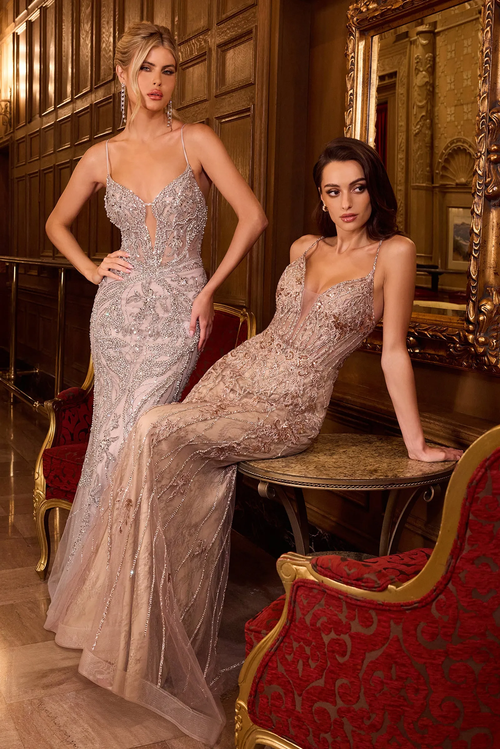 Cinderella Divine CC0240 Mermaid Prom Dress with Plunging Neckline sold by The Gown Galleria product image thumbnail 4